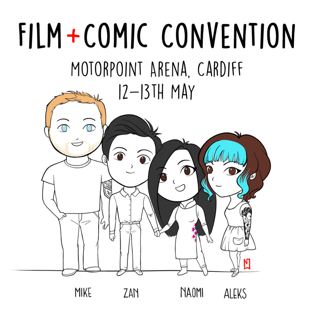 Drawing by Naomi Hoang of the NAOHOA Team for Film & Comic Convention Cardiff 2018