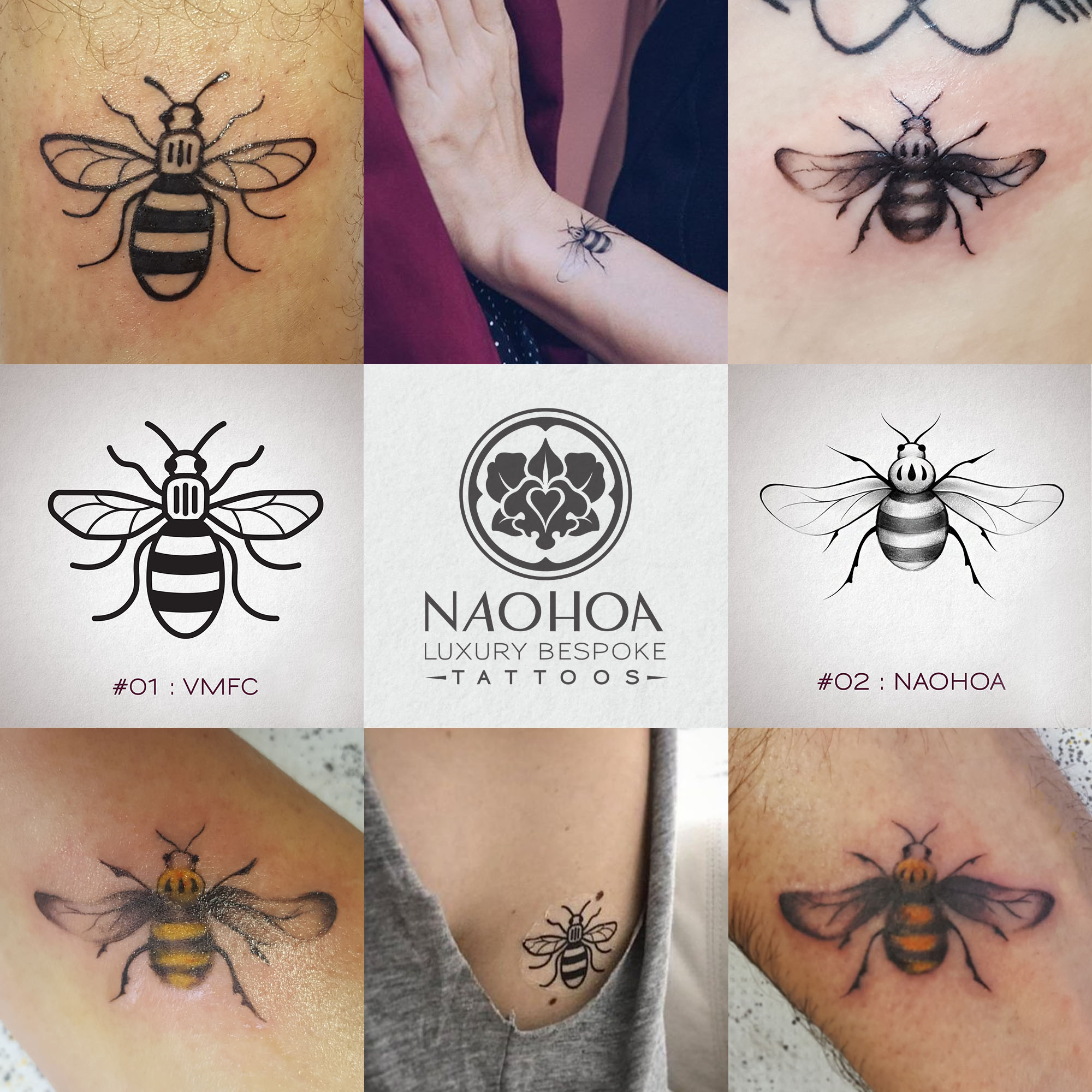 Manchester Bee tattoos in tribute to the terror attack in 2017. NAOHOA Luxury Bespoke Tattoos was the only studio in Cardiff to provide locals with Manchester Bee tattoos.