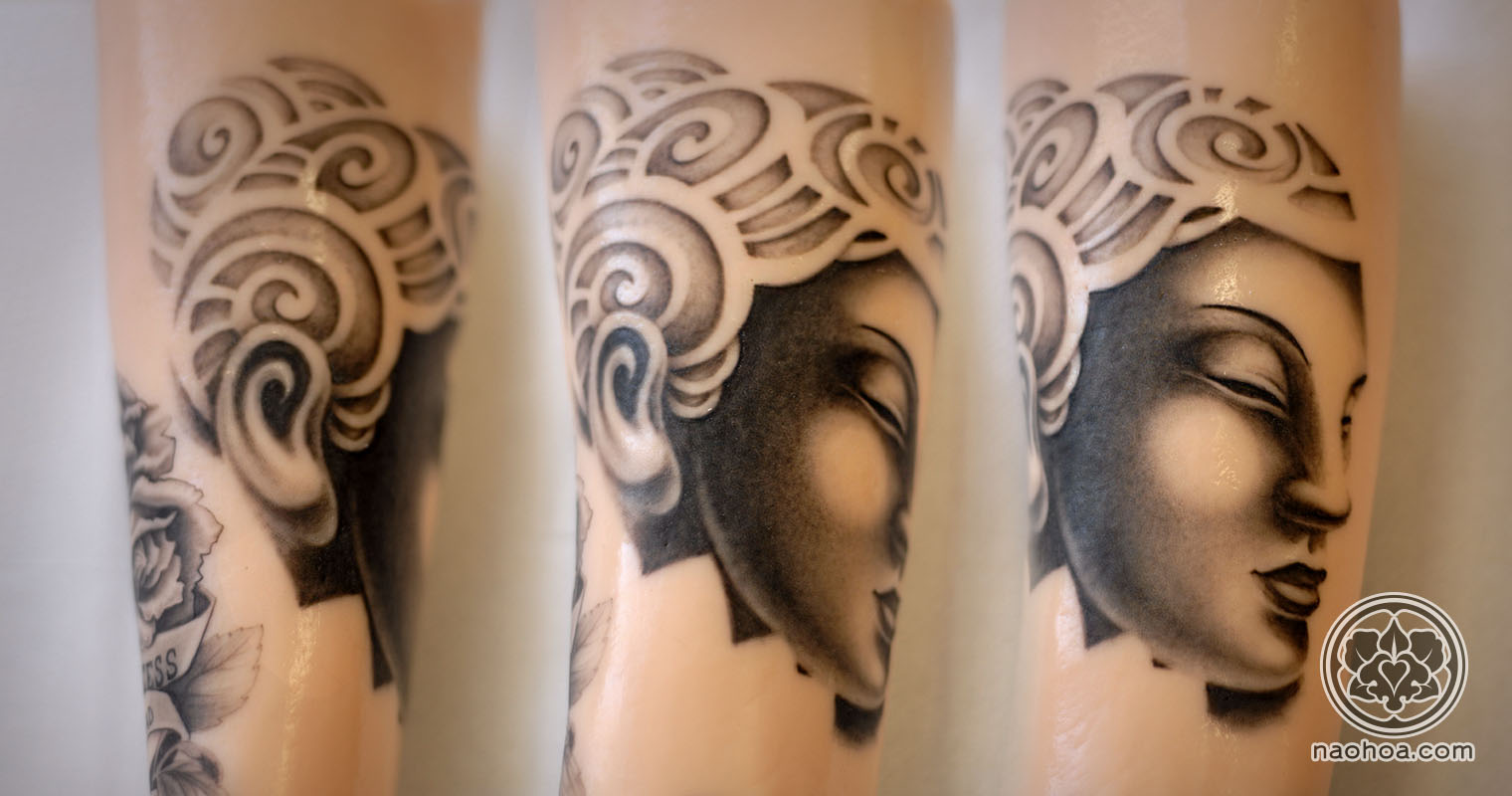 Buddha tattoo by Naomi Hoang at NAOHOA.