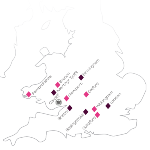 A 'Travel Map' of places people have come to NAOHOA Luxury Bespoke Tattoos (Cardiff, Wales) for their tattoo.