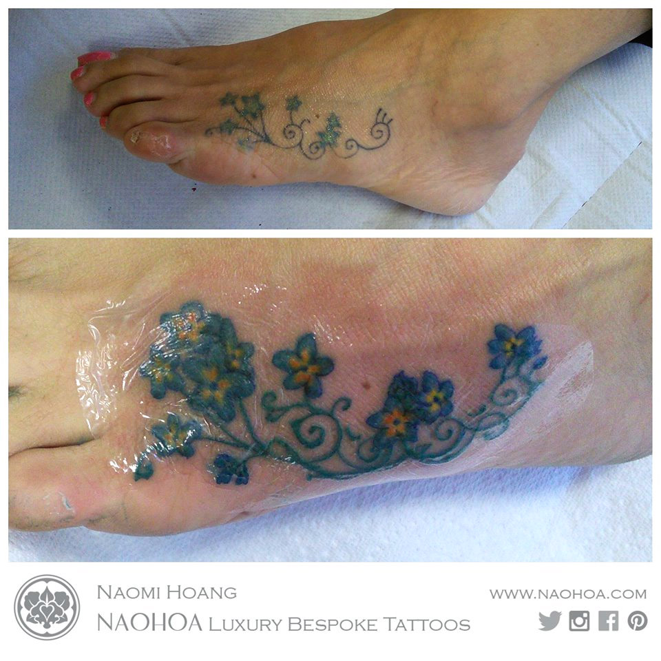 Coverup Forget Me Not Flowers Naohoa Luxury Bespoke Tattoos Naohoa