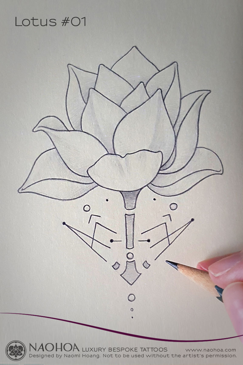 Georganic Lotus flower tattoo design by Naomi Hoang.