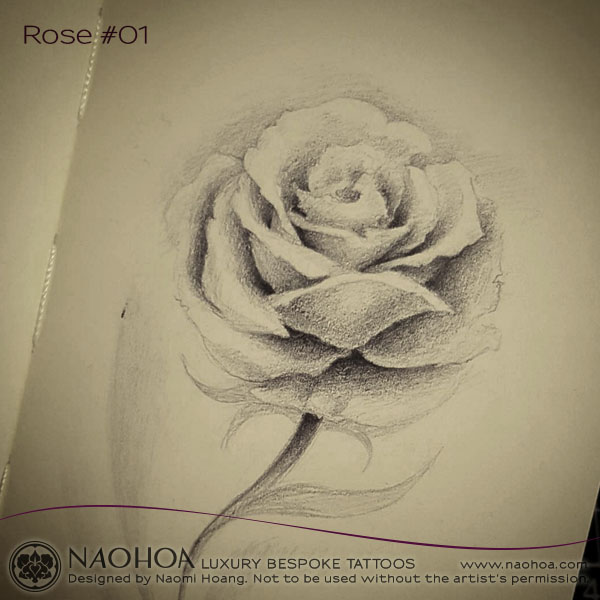 A sketch of a delicate rose by Naomi Hoang.