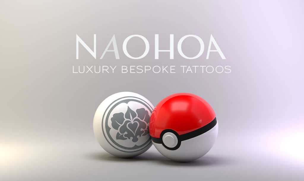 NAOHOA-branded ball next to a Pokéball